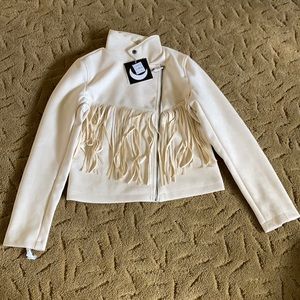 Cream fringe jacket